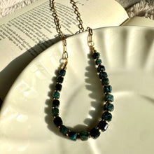 Load image into Gallery viewer, Beaded black stone necklace photographed against soft neutral fabric - Let's Jam jewellery, Camden Town