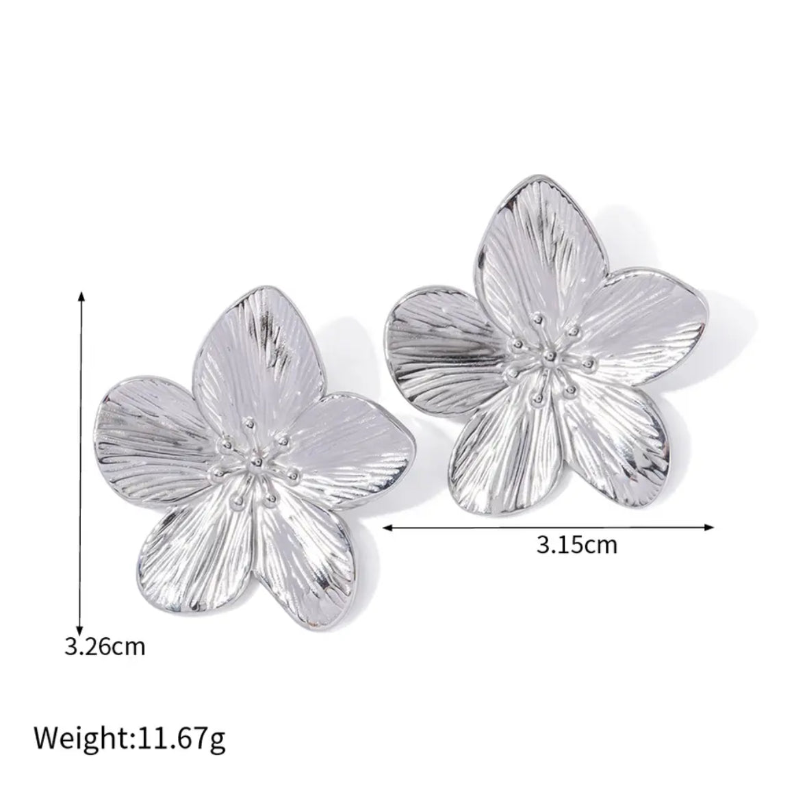 Flora stud earring worn in the lobe, closely cropped - Let's Jam jewellery, Camden Town