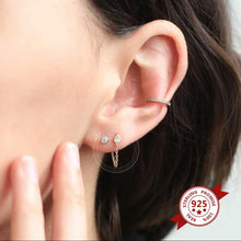 Load image into Gallery viewer, Fine chain drop earring dangling from a small zirconia stud - Let's Jam, Camden Market London