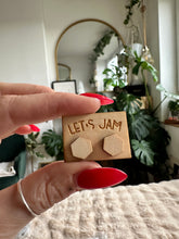 Load image into Gallery viewer, Wooden Stud Earrings - Wooden Hexagon