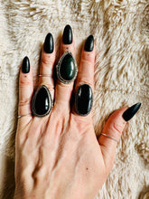 Load image into Gallery viewer, Handmade & Sterling Silver Rings Collection - Silver Sheen Black Obsidian