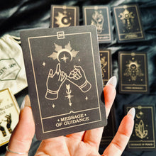 Load image into Gallery viewer, Back of the Voice of the Souls deck box in cream and gold - Let's Jam tarot and oracle, Camden Market London
