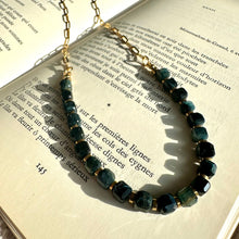 Load image into Gallery viewer, Black tiger's eye beaded necklace worn on the neck, sitting close to the collarbone - Let's Jam, Camden Town