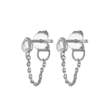 Load image into Gallery viewer, Close-up of the delicate chain earring resting along the lobe - Let's Jam jewellery, Camden Market