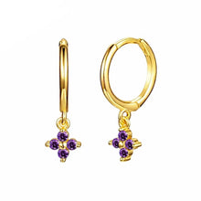Load image into Gallery viewer, Close-up of a single flower charm hoop earring set with pink stones - Let's Jam jewellery, Camden Market, London
