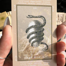 Load image into Gallery viewer, Lucid Dreams tarot cards held up beside a round mirror - Let's Jam, Camden Market