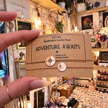 Load image into Gallery viewer, Adventure Awaits ❥ Bird & Compass Matching Bracelets