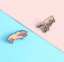Load image into Gallery viewer, Pins / Badges - God & Adam’s Hands / The Creation of Adam by Michelangelo