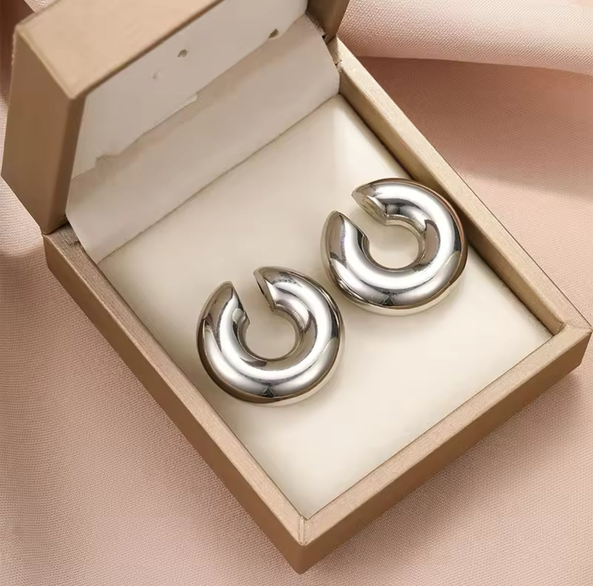 Gold ear cuff and hoop earring set shown on a plain background - Let's Jam jewellery, Camden Town, London