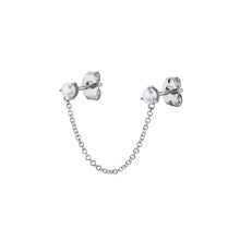 Load image into Gallery viewer, Pearl double stud earrings worn with a matching pearl ear cuff - Let's Jam, Camden Market, London
