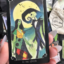 Load image into Gallery viewer, Close view of a single Nightmare Before Christmas tarot card and its artwork - Let's Jam tarot and oracle, Camden Market London
