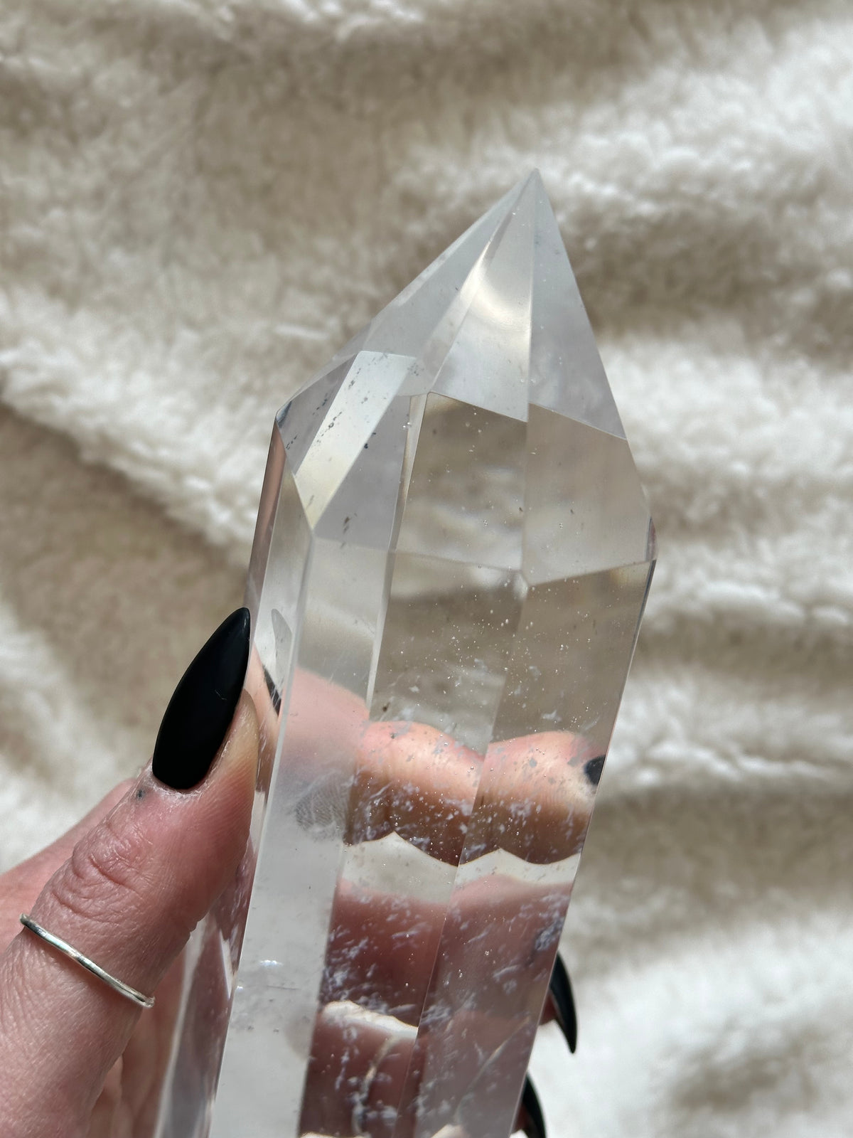 Base of the clear quartz tower, cut flat so it stands on its own - Let's Jam crystal shop, Camden Town