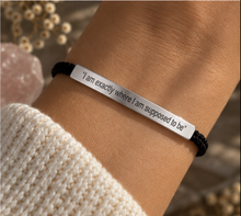 Load image into Gallery viewer, Silver engraved plate bracelet fastened on a wrist - Let's Jam, Camden Town London