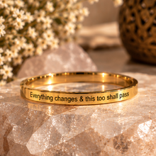 Load image into Gallery viewer, Gold 'Everything changes & this too shall pass' affirmation ring - Let's Jam, Camden Town London