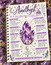 Load image into Gallery viewer, Amethyst crystal meaning infographic, the stone of calm - Let's Jam, Camden Town London