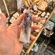 Load image into Gallery viewer, Amethyst tower with a milky white base rising to a deep purple tip - Let's Jam, Camden Market