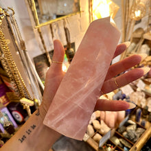 Load image into Gallery viewer, Large hand-carved rose quartz point in soft blush pink - Let's Jam, Camden Market