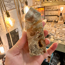 Load image into Gallery viewer, Druzy agate towers showing the see-through geode holes in the stone - Let's Jam, Camden Town London