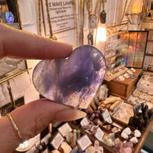 Load image into Gallery viewer, Hand-carved fluorite crystal heart with soft banded colour - Let's Jam, Camden Town