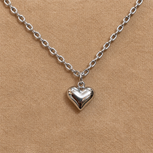 Load image into Gallery viewer, Silver puffed love heart pendant on a chain - Let's Jam jewellery, Camden Town