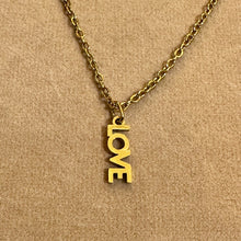 Load image into Gallery viewer, Gold LOVE word pendant necklace - Let's Jam, Camden Town