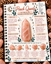 Load image into Gallery viewer, Peach quartz crystal meaning infographic, the stone of love, gentleness & emotional healing - Let's Jam, Camden Market