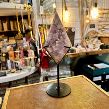 Load image into Gallery viewer, Back of the rare pink amethyst showing the natural grey rock - Let's Jam, Camden Market