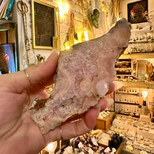 Load image into Gallery viewer, Rare pink amethyst slab cut flat to show a bed of blush pink points - Let's Jam, Camden Market