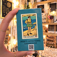 Load image into Gallery viewer, Back of the Lenormand box with its QR code and The Gentleman card - Let's Jam, Camden Town