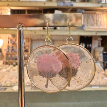 Load image into Gallery viewer, Round resin earrings with real pink flowers - Let's Jam, Camden Market, London
