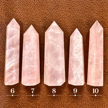 Load image into Gallery viewer, Rose quartz crystal towers numbered six to ten to choose from - Let's Jam, Camden Town