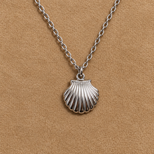 Load image into Gallery viewer, Silver scallop shell pendant on a chain - Let's Jam, Camden Town