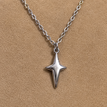 Load image into Gallery viewer, Silver four-point star pendant on a chain - Let's Jam, Camden Market