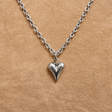 Load image into Gallery viewer, Tiny silver puffed heart pendant on a chain - Let's Jam, Camden Market London