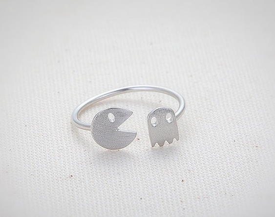 Minimal Pac-Man ring with a playful arcade chase design - Let's Jam jewellery, Camden Market