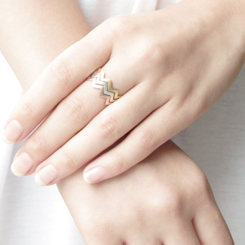 Minimal zigzag stacking ring with a fine wavy band - Let's Jam jewellery, Camden Market