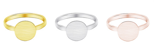 Round signet rings in gold and silver, stackable - Let's Jam jewellery, London