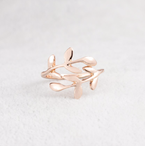 Vine leaf rings in gold, rose gold and silver - Let's Jam jewellery, Camden Market, London