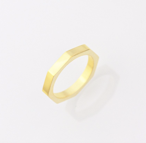 Faceted geometric band ring with angular flat edges - Let's Jam jewellery, Camden Market