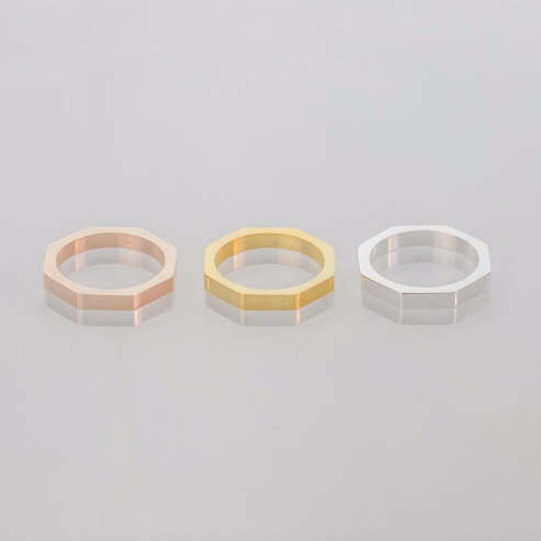 Geometric ring in gold, rose gold and silver, faceted stacking band - Let's Jam, Camden Town London