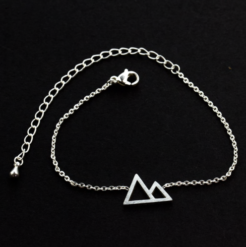 Gold double mountain charm bracelet on a delicate chain - Let's Jam, Camden Market