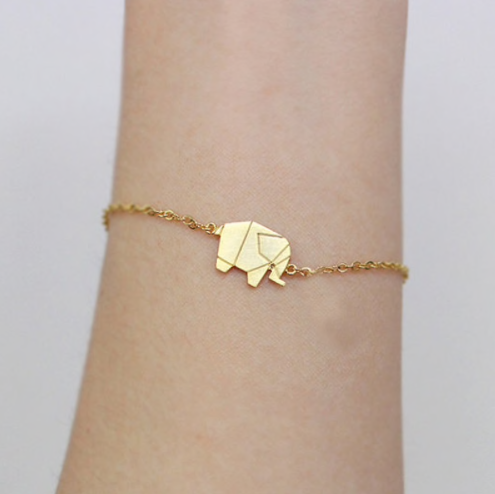 Close-up of the faceted origami elephant charm - Let's Jam, Camden Market