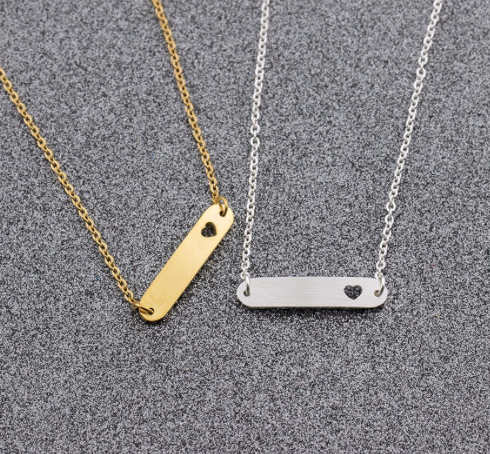 Gold bar bracelet with a tiny heart cutout on a fine chain - Let's Jam, Camden Market London