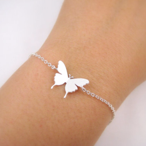 Gold large butterfly charm bracelet on a fine chain - Let's Jam, Camden Market London