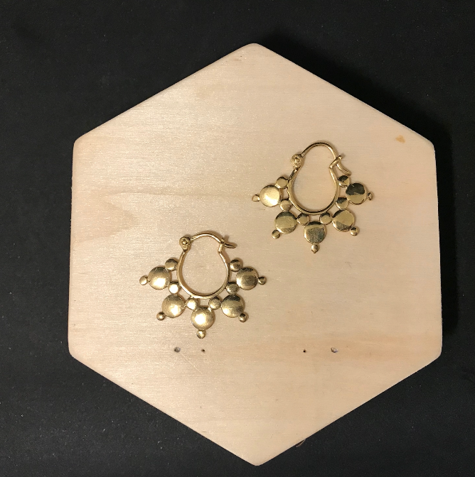 Gold teardrop hoop earrings with clustered bead droplet accents - Let's Jam jewellery collection