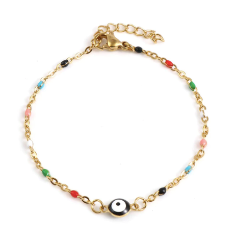 Handful of third eye bracelets in assorted enamel colours - Let's Jam, Camden Market, London
