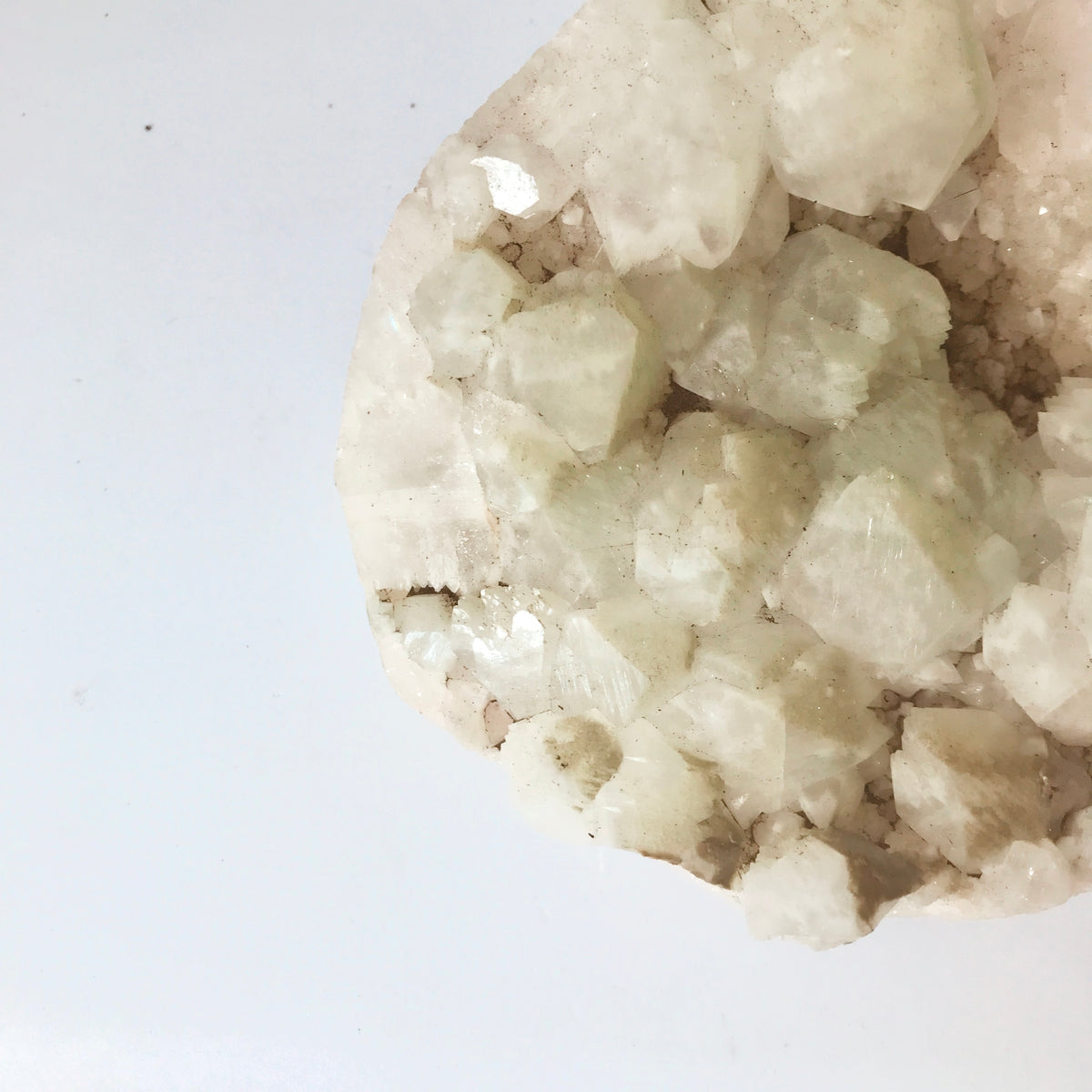 Raw milky quartz cluster with jagged white and pale green formations - Let's Jam crystal shop, Camden Town