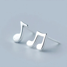Load image into Gallery viewer, 925 sterling silver musical note stud earrings, polished finish - Let's Jam jewellery collection