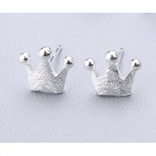 Load image into Gallery viewer, Small crown stud earring worn on the ear - Let's Jam jewellery, Camden Market London