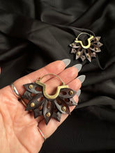 Load image into Gallery viewer, Handcrafted Earrings • Sculpted Wood Lotus
